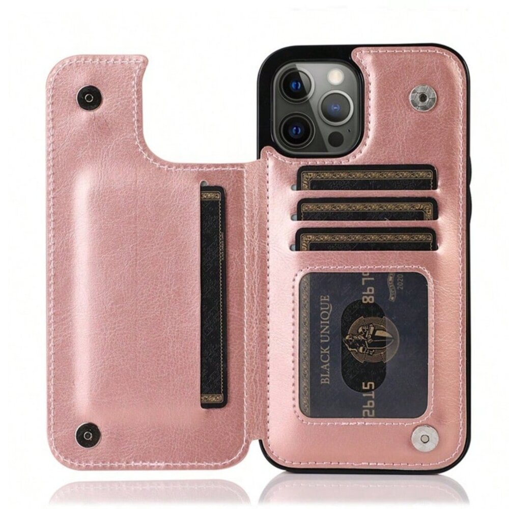 iPhone 13 Pro Max Leather Wallet Case – Pink Gently Used